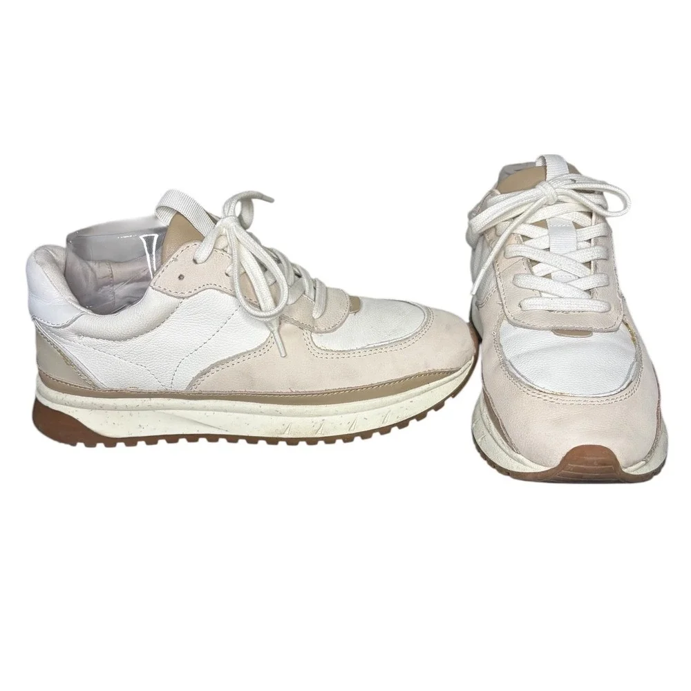 Madewell MWL Kickoff Trainer Sneakers‎ Leather in Antique Cream Multi Size 9